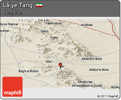 Shaded Relief Panoramic Map of Lā-ye Tang