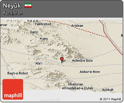 Shaded Relief Panoramic Map of Neyūk