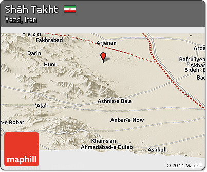Shaded Relief Panoramic Map of Shāh Takht