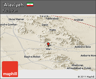 Shaded Relief Panoramic Map of `Alavīyeh