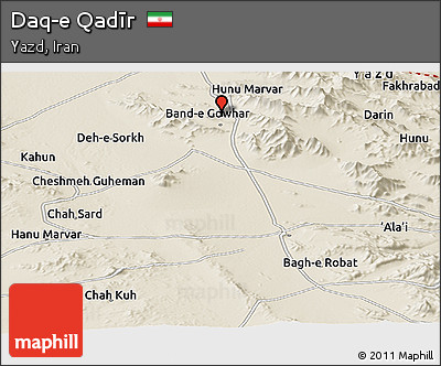 Shaded Relief Panoramic Map of Daq-e Qadīr