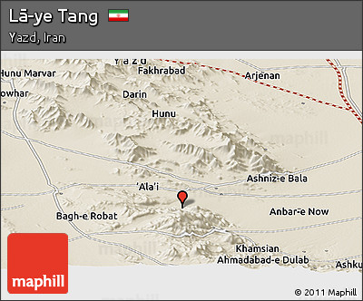 Shaded Relief Panoramic Map of Lā-ye Tang