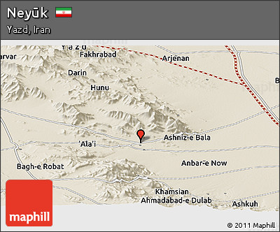 Shaded Relief Panoramic Map of Neyūk