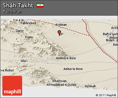 Shaded Relief Panoramic Map of Shāh Takht