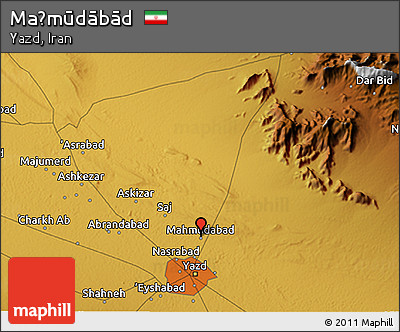 Physical 3D Map of Maḩmūdābād