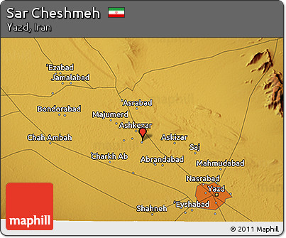 Physical 3D Map of Sar Cheshmeh