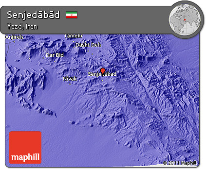 Political 3D Map of Senjedābād