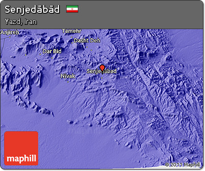 Political 3D Map of Senjedābād