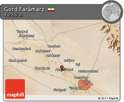 Satellite 3D Map of Gord Farāmarz