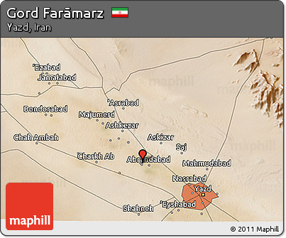 Satellite 3D Map of Gord Farāmarz