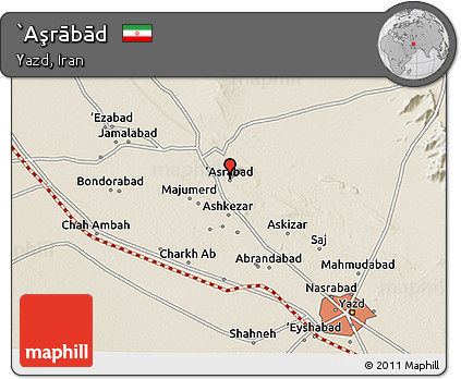 Shaded Relief 3D Map of `Aşrābād