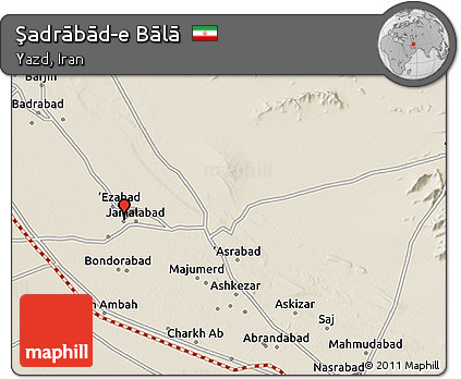 Shaded Relief 3D Map of Şadrābād-e Bālā