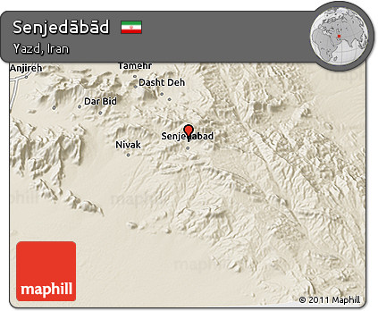 Shaded Relief 3D Map of Senjedābād