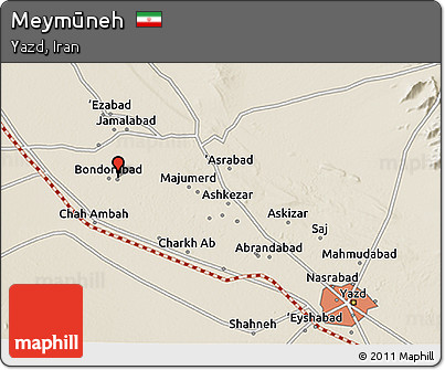 Shaded Relief 3D Map of Meymūneh