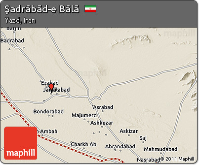 Shaded Relief 3D Map of Şadrābād-e Bālā