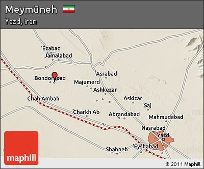 Shaded Relief 3D Map of Meymūneh