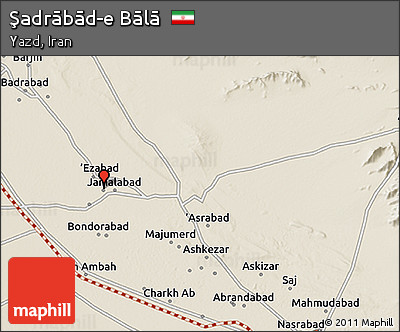 Shaded Relief 3D Map of Şadrābād-e Bālā