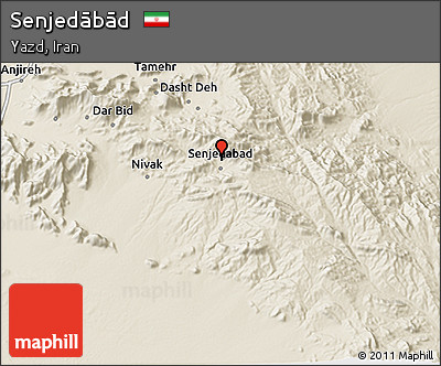 Shaded Relief 3D Map of Senjedābād
