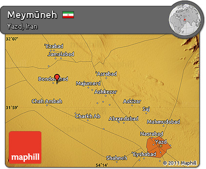 Physical Map of Meymūneh