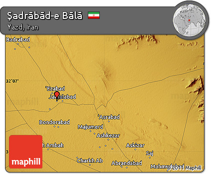 Physical Map of Şadrābād-e Bālā