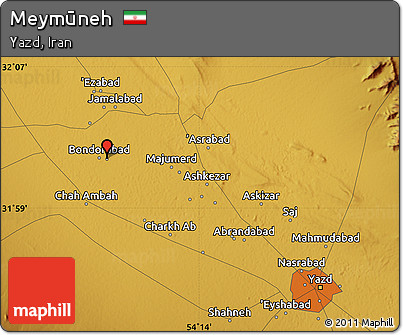 Physical Map of Meymūneh