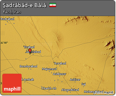 Physical Map of Şadrābād-e Bālā