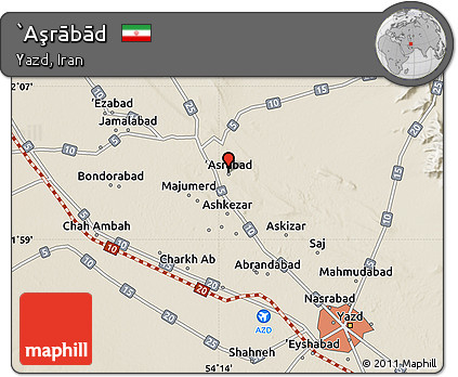 Shaded Relief Map of `Aşrābād