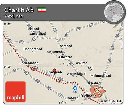 Shaded Relief Map of Charkh Āb