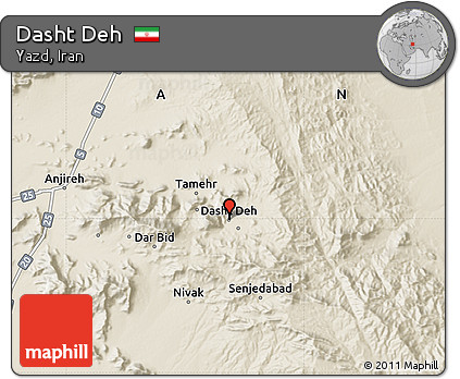 Shaded Relief Map of Dasht Deh