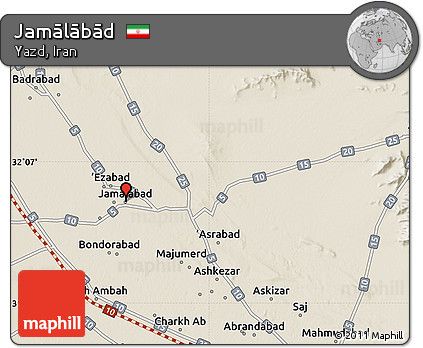 Shaded Relief Map of Jamālābād