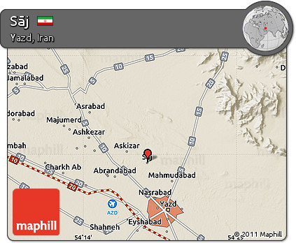 Shaded Relief Map of Sāj