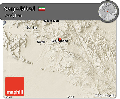 Shaded Relief Map of Senjedābād