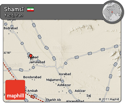 Shaded Relief Map of Shamsī