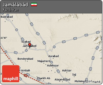 Shaded Relief Map of Jamālābād