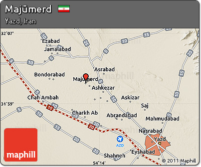 Shaded Relief Map of Majūmerd