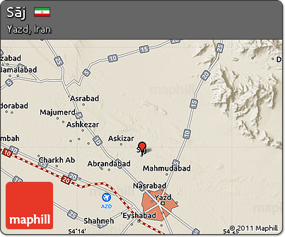 Shaded Relief Map of Sāj