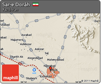 Shaded Relief Map of Sar-e Dorāh