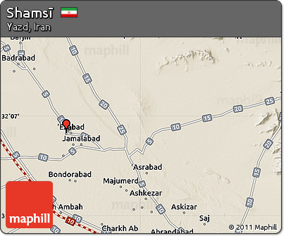 Shaded Relief Map of Shamsī