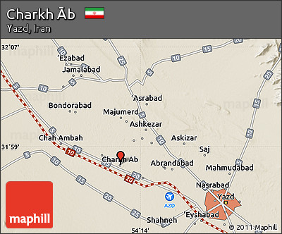 Shaded Relief Map of Charkh Āb
