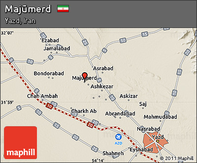 Shaded Relief Map of Majūmerd