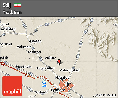 Shaded Relief Map of Sāj