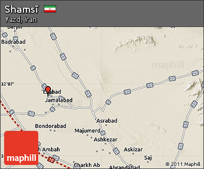 Shaded Relief Map of Shamsī