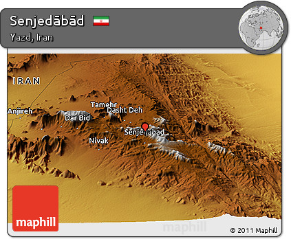 Physical Panoramic Map of Senjedābād