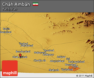 Physical Panoramic Map of Chāh Ambāh