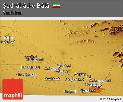 Physical Panoramic Map of Şadrābād-e Bālā