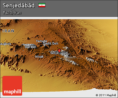 Physical Panoramic Map of Senjedābād