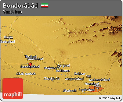 Physical Panoramic Map of Bondorābād