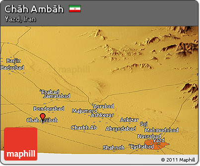 Physical Panoramic Map of Chāh Ambāh