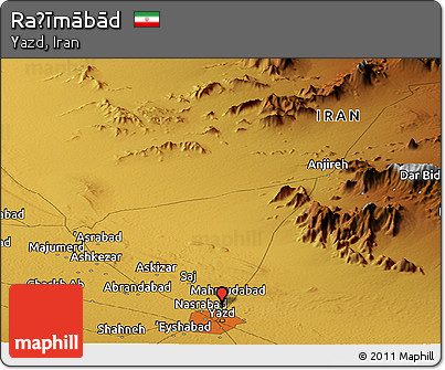 Physical Panoramic Map of Raḩīmābād