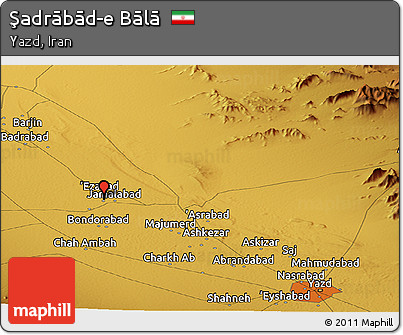 Physical Panoramic Map of Şadrābād-e Bālā